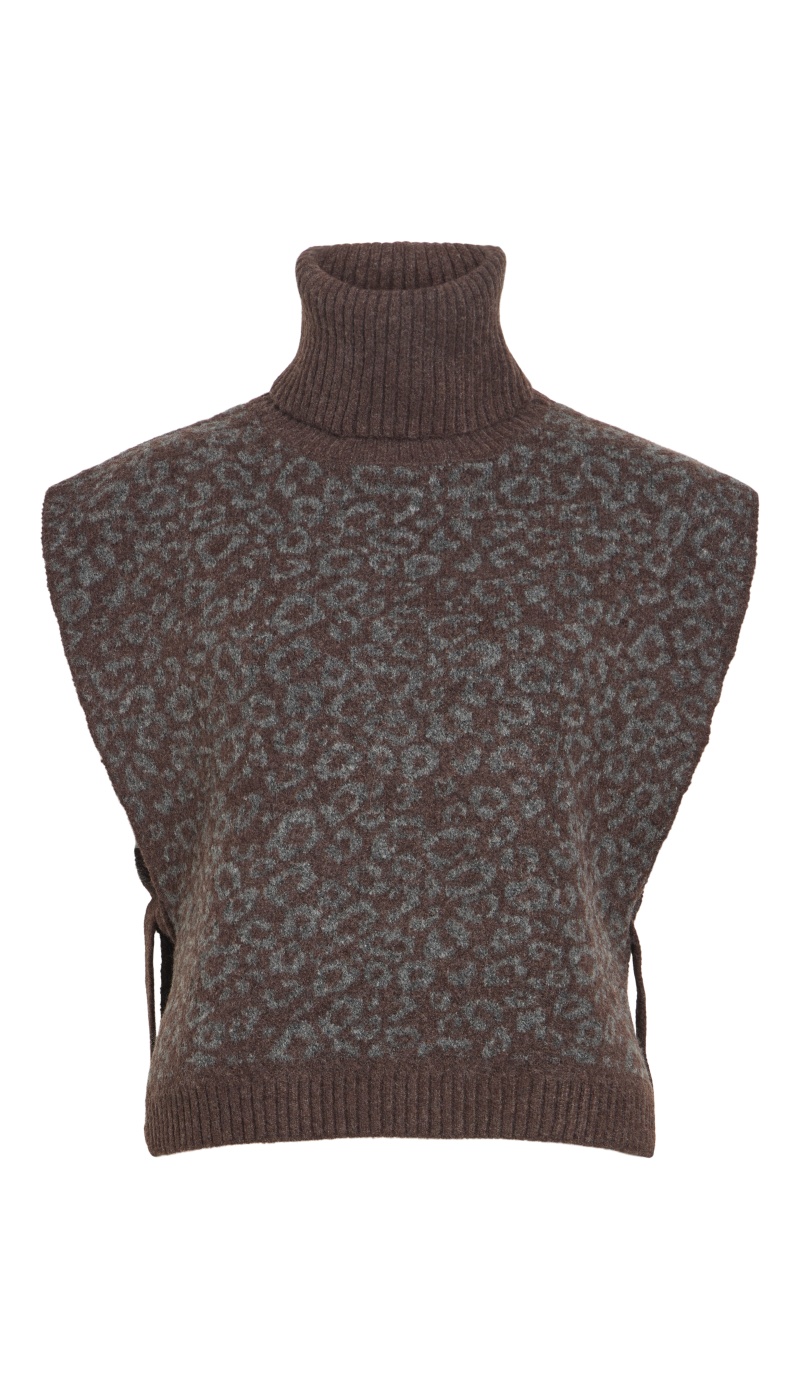 Poncho Léopard Coffee Bean VILEOLINE VILA - 4 | TOP